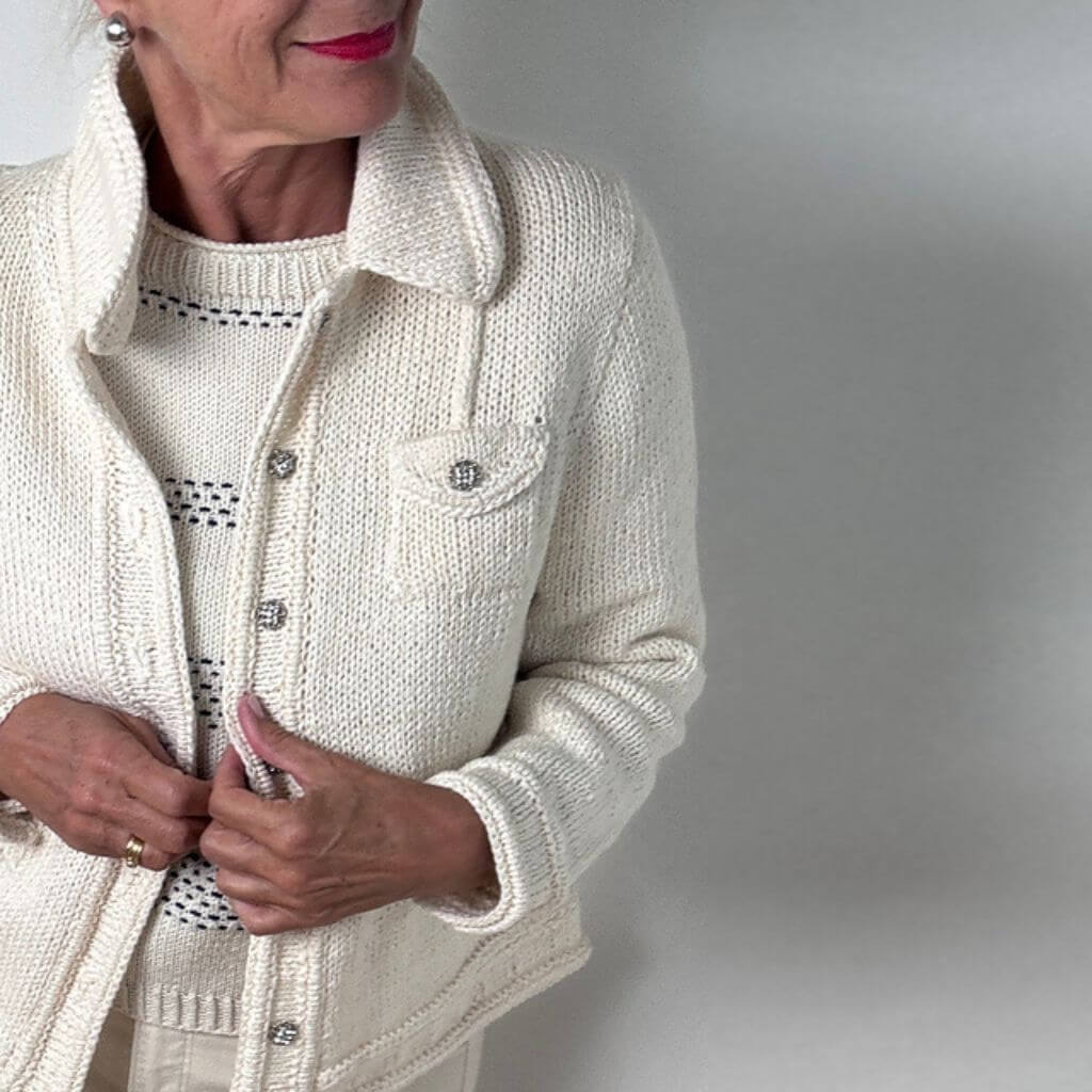 Hinterm Stein Strickjacke White Jeans Jacket Strickanleitung - Hinterm Stein (PDF) bei bei bei bei bei bei bei Lieblingsgarn