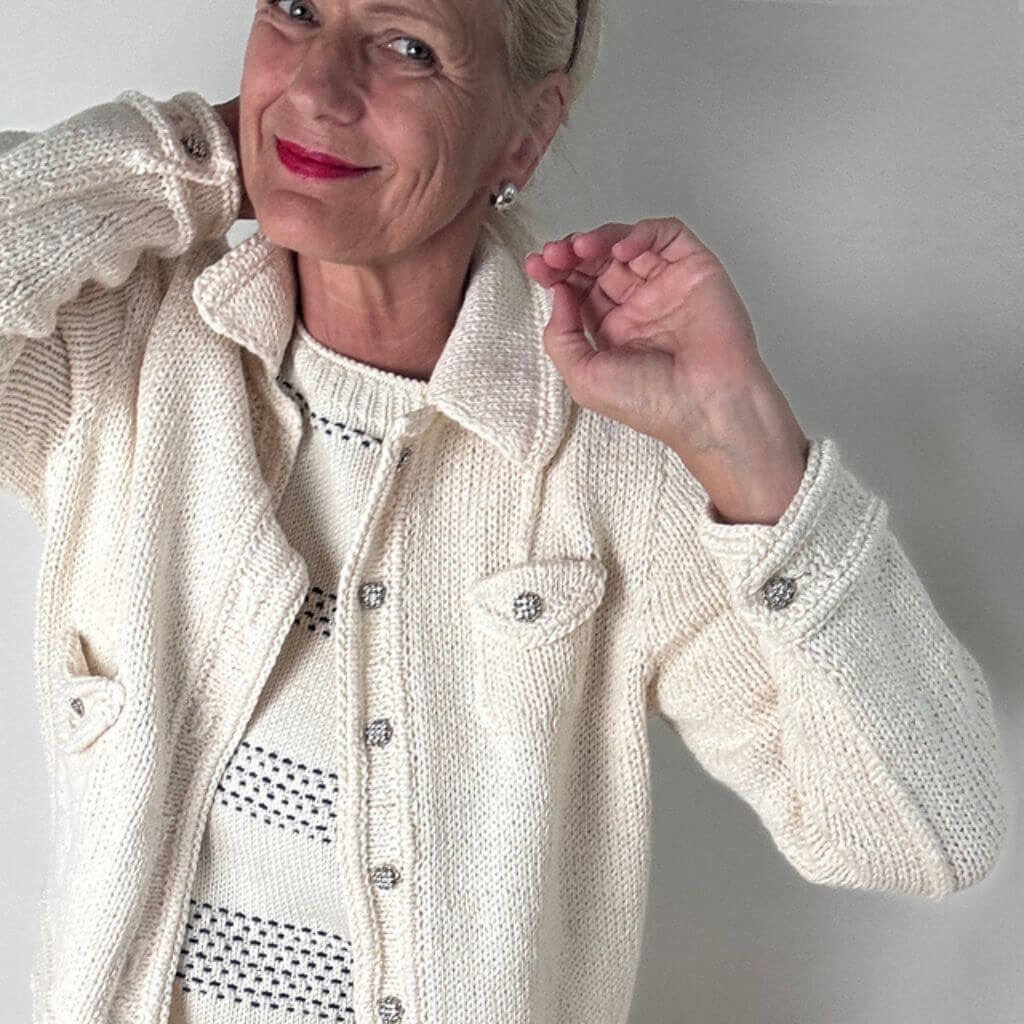 Hinterm Stein Strickjacke White Jeans Jacket Strickanleitung - Hinterm Stein (PDF) bei bei bei bei bei bei bei Lieblingsgarn