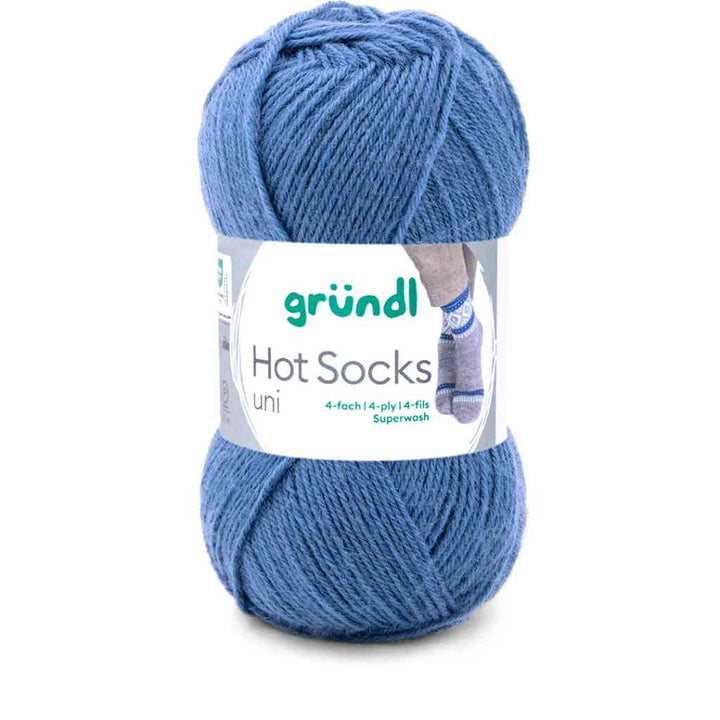 Gründl Hot Socks uni 50 Sockenwolle, Farbe 11  jeansblau – Schurwolle und Synthetik bei Lieblingsgarn