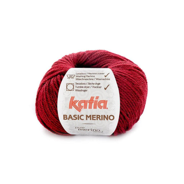Katia Basic Merino, Farbe 23 Dunkelweinrot – Schurwolle und Synthetik bei Lieblingsgarn