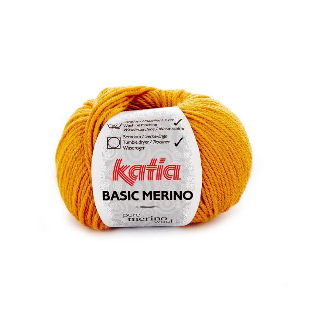 Katia Basic Merino, Farbe 41 Senfgelb – Schurwolle und Synthetik bei Lieblingsgarn