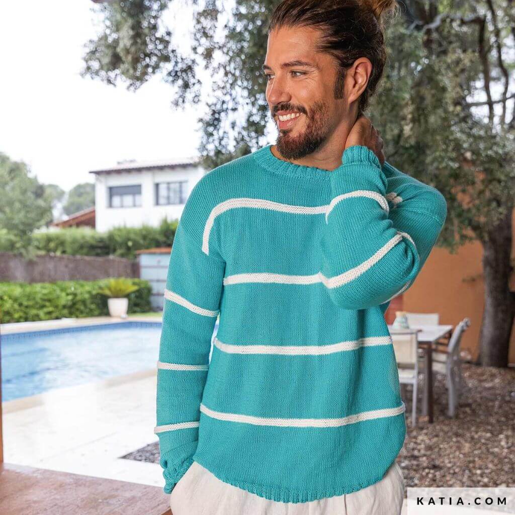 Katia Gestreifter Herrenpullover Strickanleitung - Katia (Heft) bei bei bei bei bei bei bei bei bei bei Lieblingsgarn