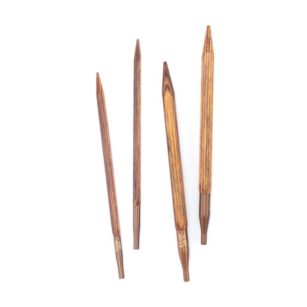 KnitPro Ginger Cubics Austauschbare Nadelspitzen, Farbe 10 – Holz bei Lieblingsgarn