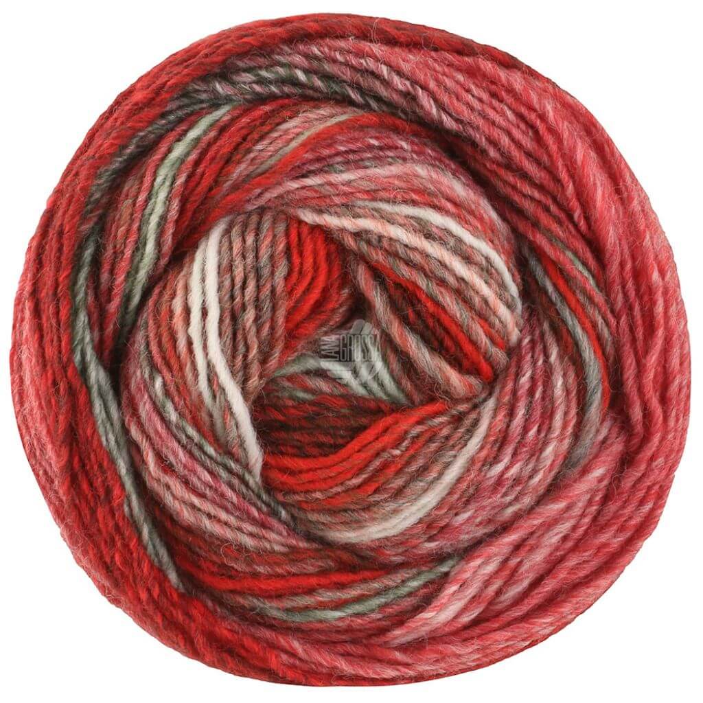 Lana Grossa Christmas Edition Gomitolo, Farbe 119 Grau /Weißrot/Ecru/Dunkel /Graugrün/Grün bei Lieblingsgarn