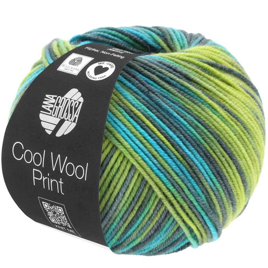 Lana Grossa Cool Wool Print 50g, Farbe 784 Gelbgrün/Türkis/Graugrün/Petrol – Merino und Schurwolle bei Lieblingsgarn