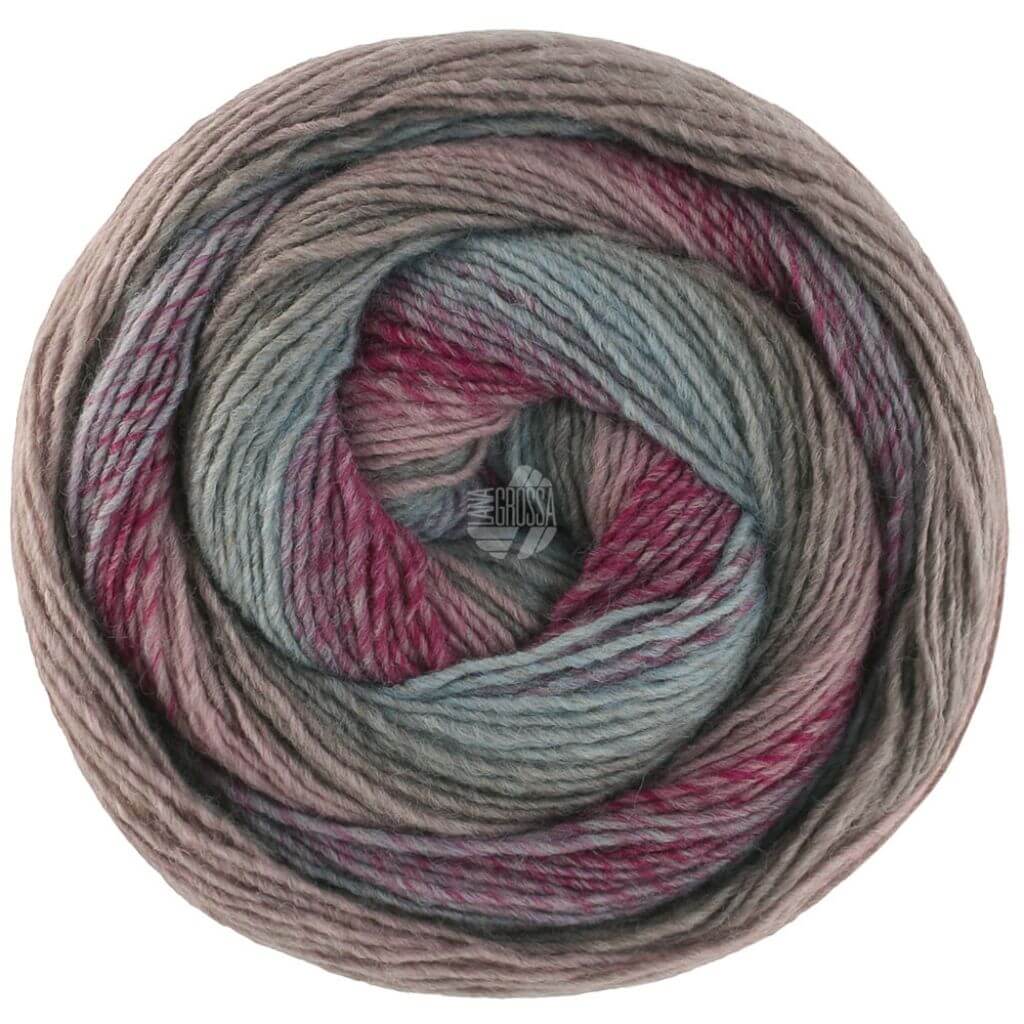 Lana Grossa Gomitolo Versione - Bobbel Wolle, Farbe 461 Bordeaux/Minttürkis/Graubraun/Altrosa – Acryl bei Lieblingsgarn