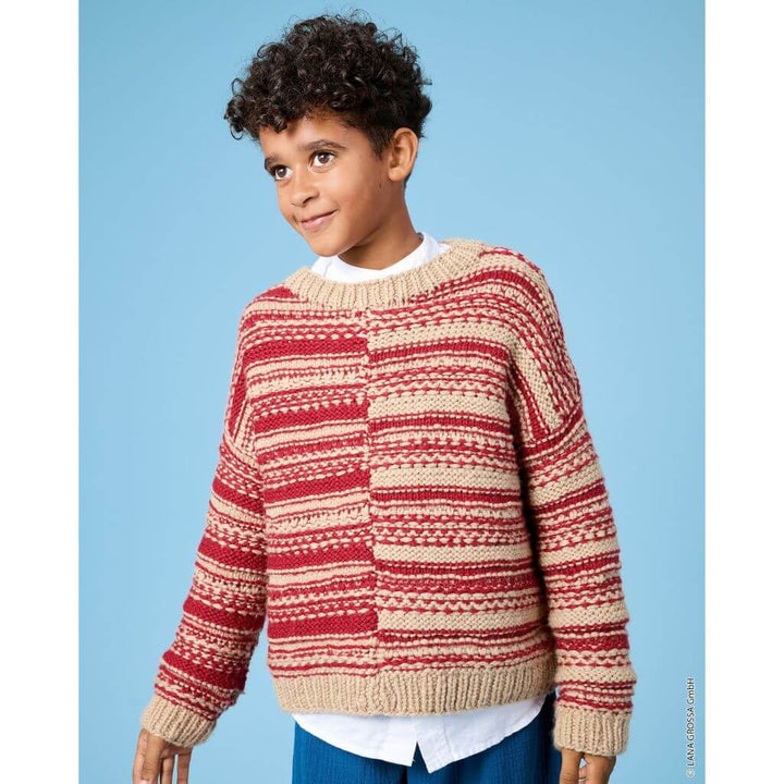 Lana Grossa Kinderpullover mit gespiegeltem Streifenmuster Strickanleitung – Produktansicht bei bei bei bei Lieblingsgarn