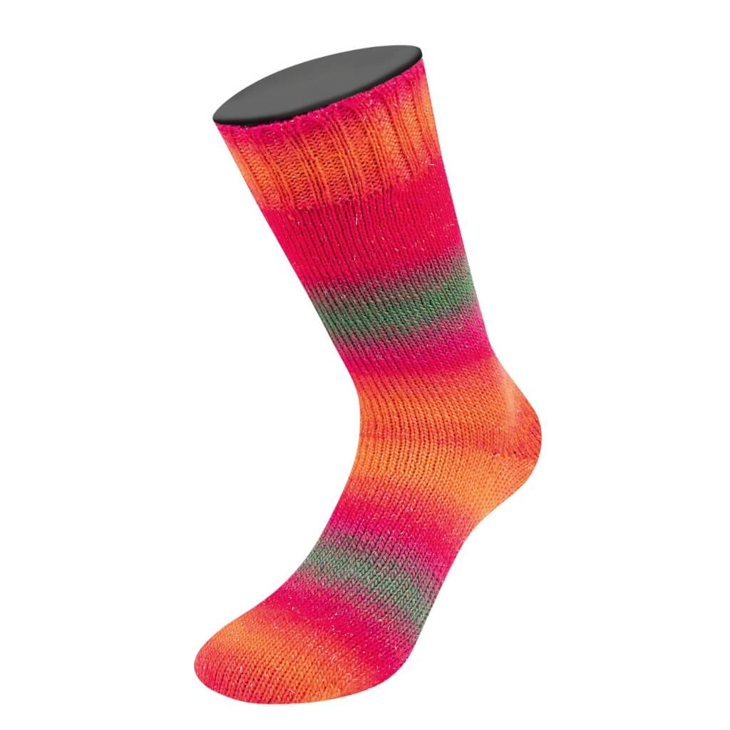 Lana Grossa Meilenweit 100 Color Mix Sparks, Farbe 7613 Graubraun/Dunkelrot/Rot/Koralle/Fuchsia bei Lieblingsgarn