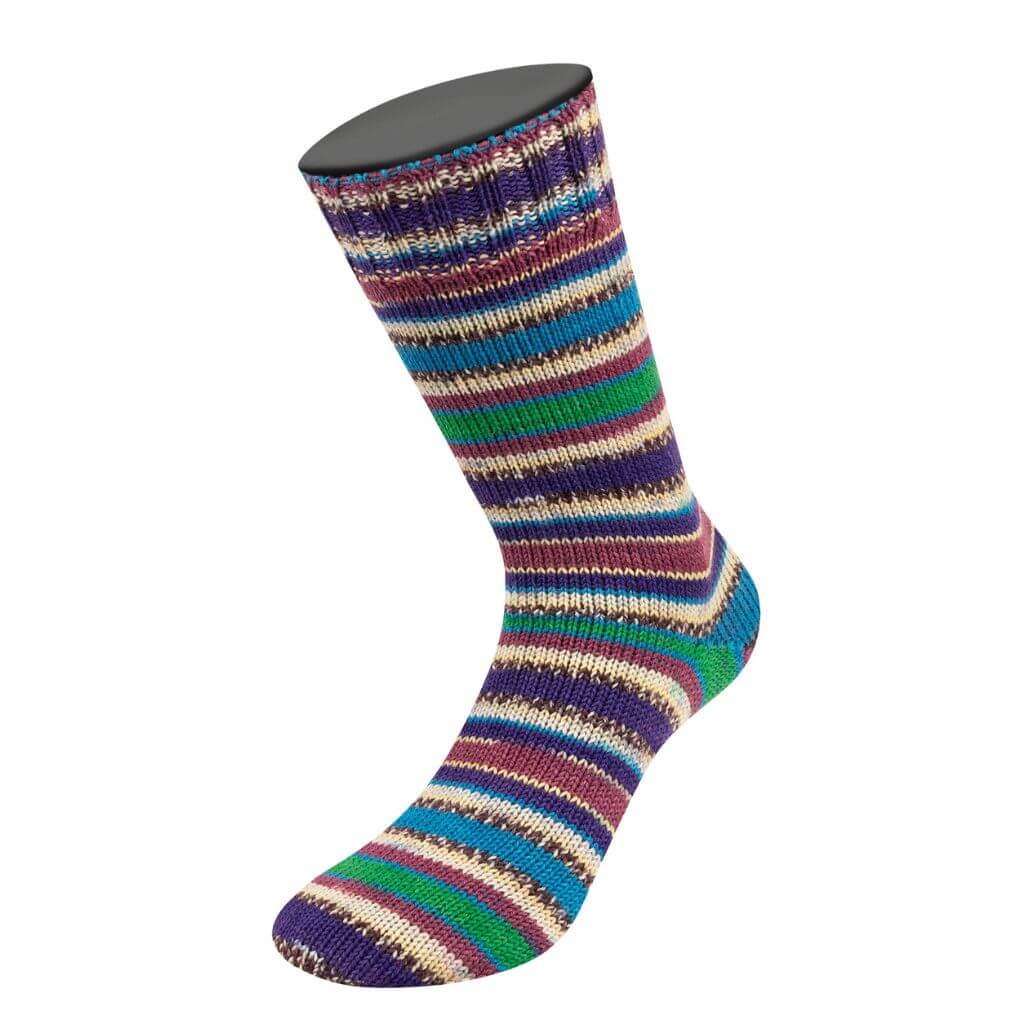 Lana Grossa Meilenweit 100 Merino Extrafein Coccole, Farbe 3805 Grün/Azur/Mauve/Weiß/Vanille/Dunkelbraun/ bei Lieblingsgarn