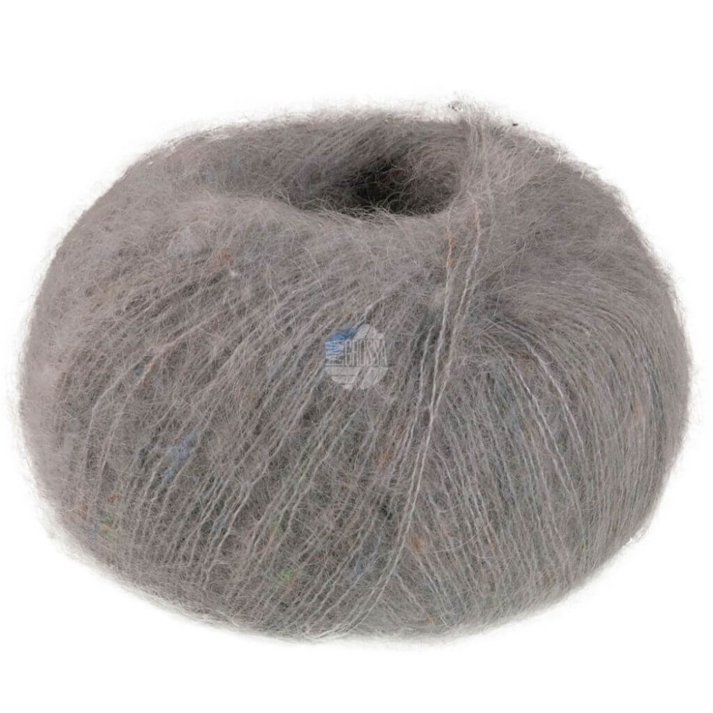 Lana Grossa Natural Superkid Tweed, Farbe 636 Mausgrau – Baumwolle, Mohair und Seide bei Lieblingsgarn