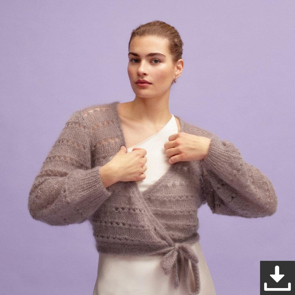 Lana Grossa Pattern Wickeljacke mit Lochmuster Strickset - Lana Grossa (PDF) bei bei bei bei bei bei bei bei Lieblingsgarn