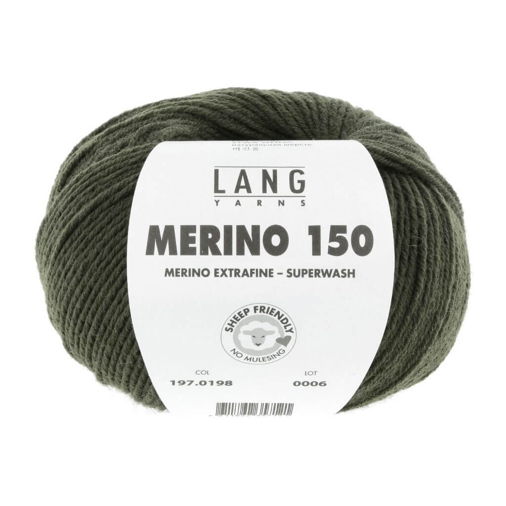 Lang Yarns Merino 150, Farbe 198 Olive Dunkel – Merino bei Lieblingsgarn