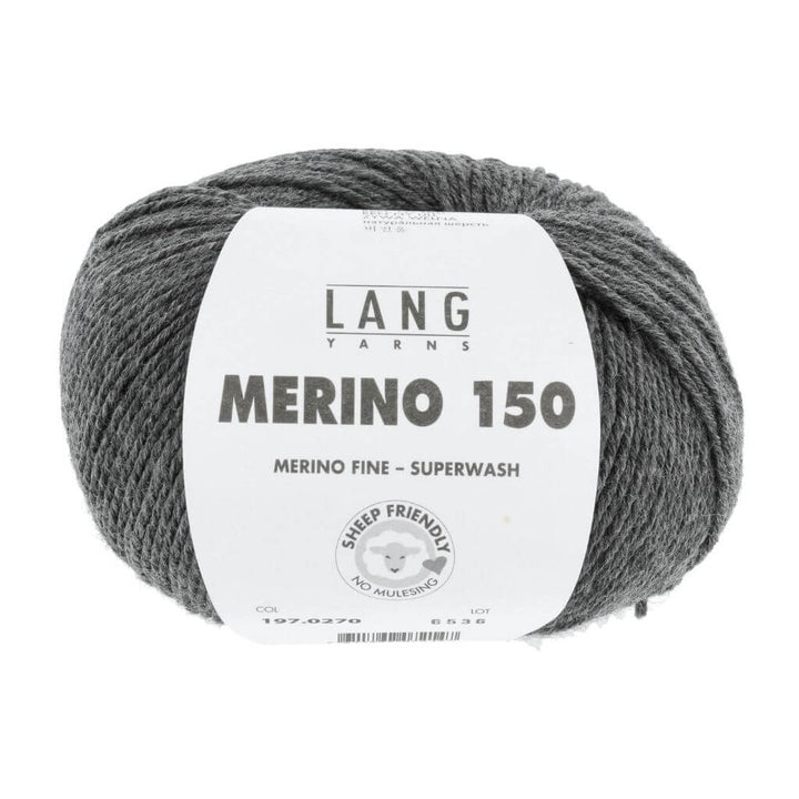 Lang Yarns Merino 150, Farbe Dunkelgrau Mélange – Merino bei Lieblingsgarn