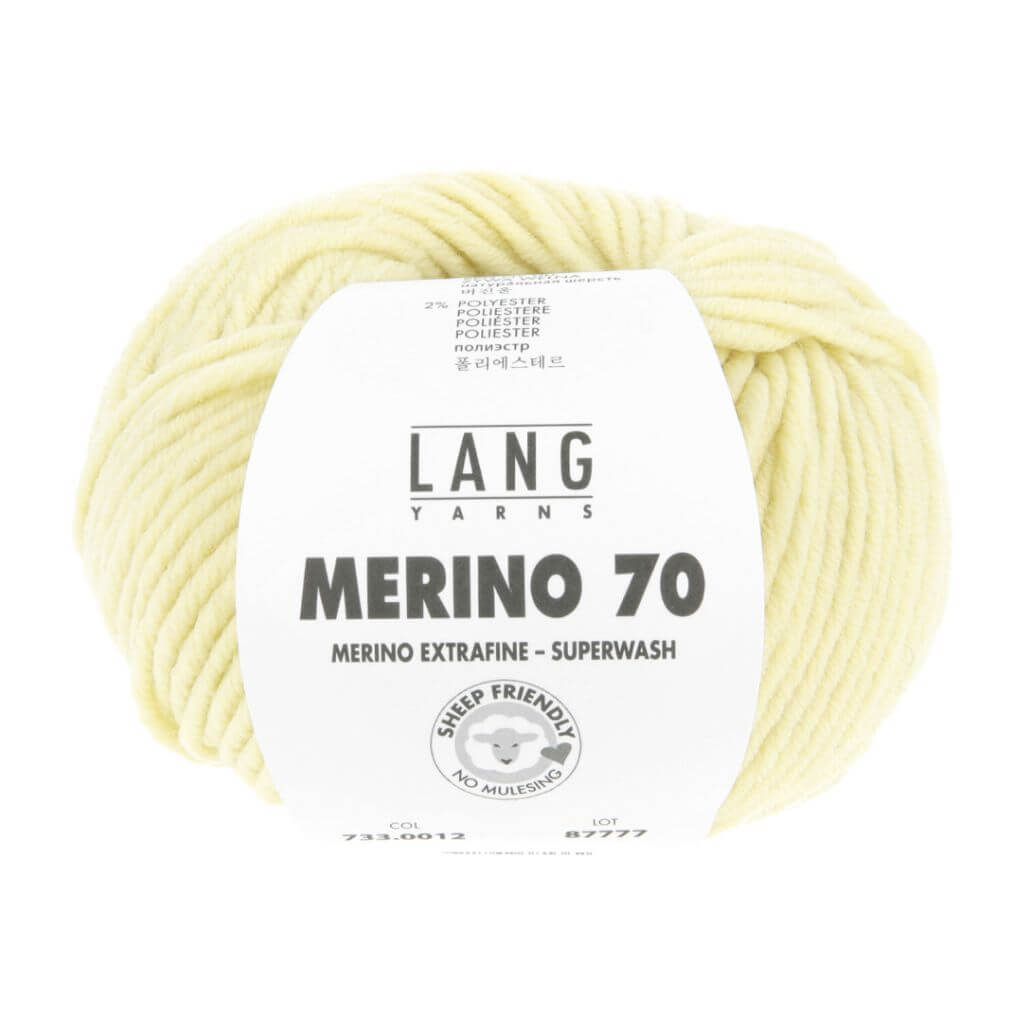 Lang Yarns Merino 70, Farbe 012 Babygelb – Merino und Polyester bei Lieblingsgarn