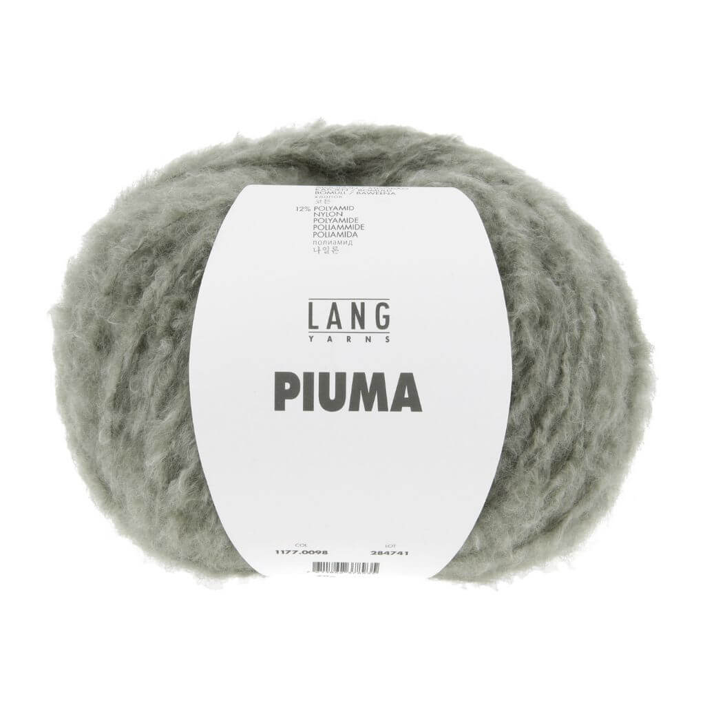Lang Yarns Piuma, Farbe 098 Olive – Baumwolle, Merino und Synthetik bei Lieblingsgarn