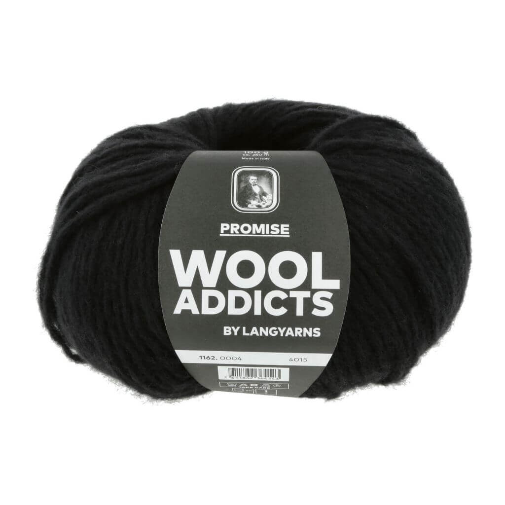 Lang Yarns Wooladdicts Promise, Farbe 004 Black – Schurwolle und Synthetik bei Lieblingsgarn