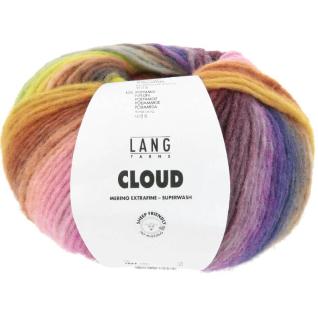Lang Yarns Cloud, Farbe 031 Orange/Marine/Gelb/Pflaume – Merino, Polyamid und Schurwolle bei Lieblingsgarn