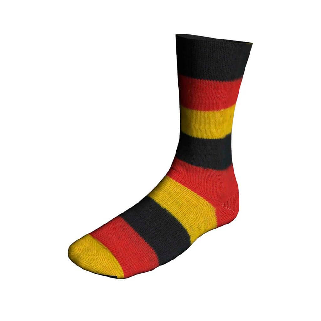 Lang Yarns Twin Soxx 4-Fach - Weltmeistersocken, Farbe 596 Schwarz/Rot/Gold 1158 Deutschl bei Lieblingsgarn