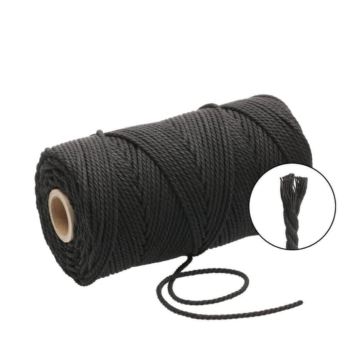 Filani Lieblingsgarn - Makramee Garn 3 mm x 120 m gedreht, Farbe Black – Baumwolle bei Lieblingsgarn