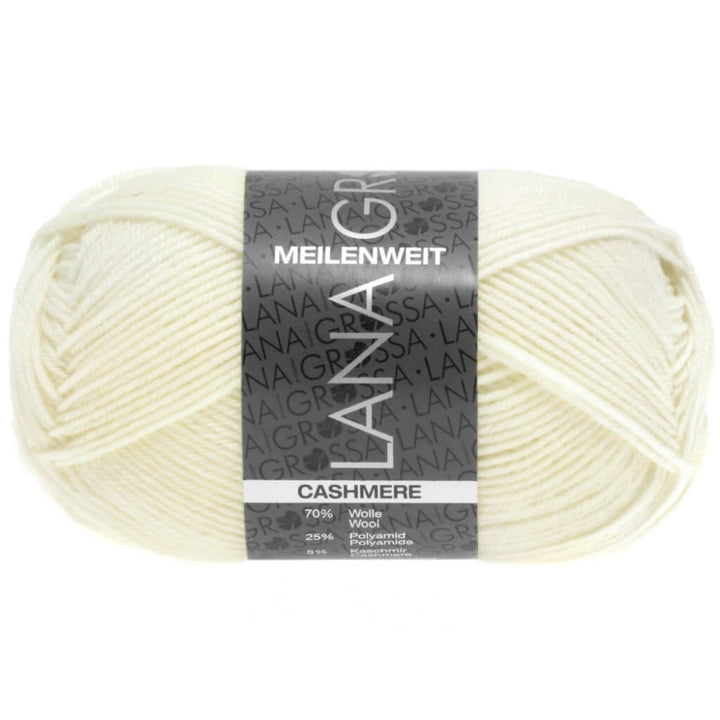 Lana Grossa Meilenweit 50 Cashmere, Farbe 01 Weiß – Kaschmir, Polyamid und Schurwolle bei Lieblingsgarn