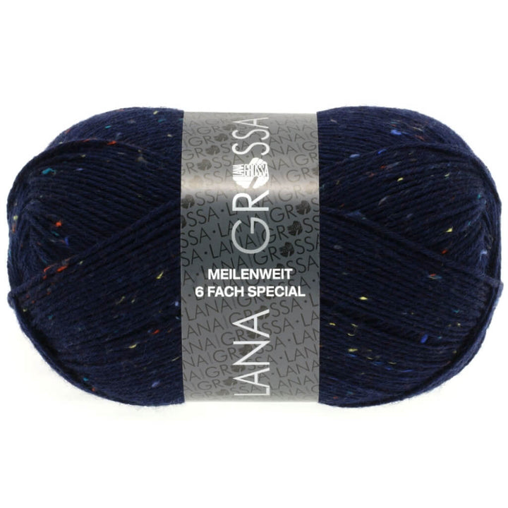 Lana Grossa Meilenweit 6-F 150 Tweed, Farbe 8816 Nachtblau – Polyamid und Schurwolle bei Lieblingsgarn