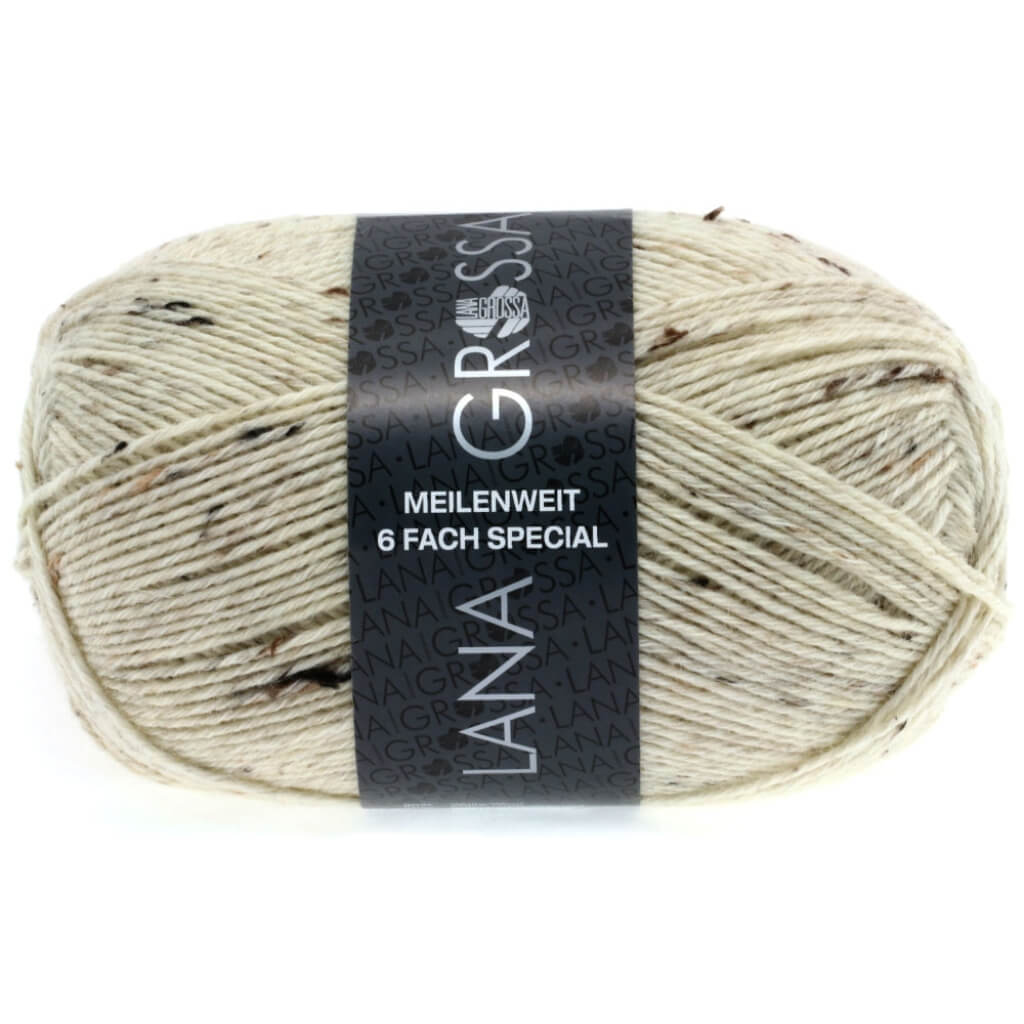 Lana Grossa Meilenweit 6-F 150 Tweed, Farbe 8817 Rohweiß – Polyamid und Schurwolle bei Lieblingsgarn