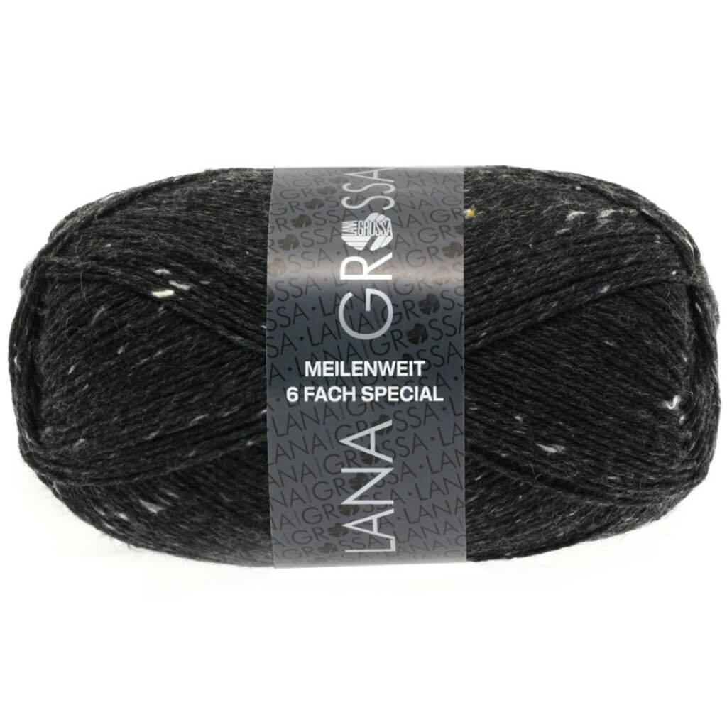 Lana Grossa Meilenweit 6-F 150 Tweed, Farbe 8837 Anthrazit – Polyamid und Schurwolle bei Lieblingsgarn