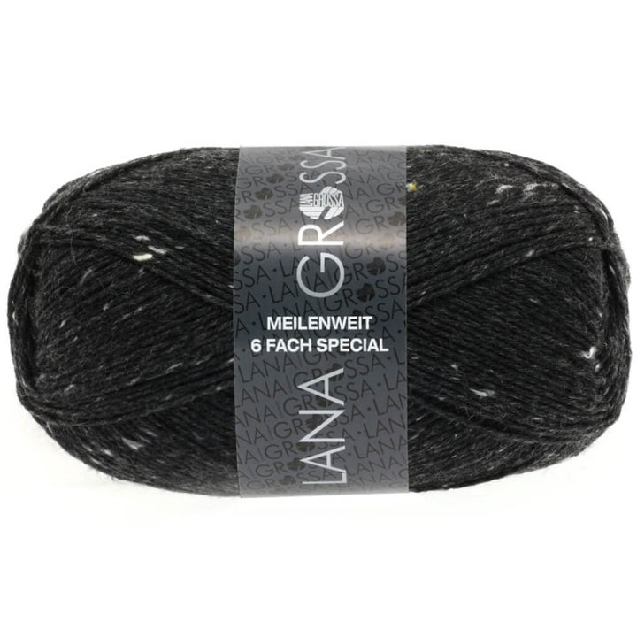 Lana Grossa Meilenweit 6-F 150 Tweed, Farbe 8837 Anthrazit – Polyamid und Schurwolle bei Lieblingsgarn
