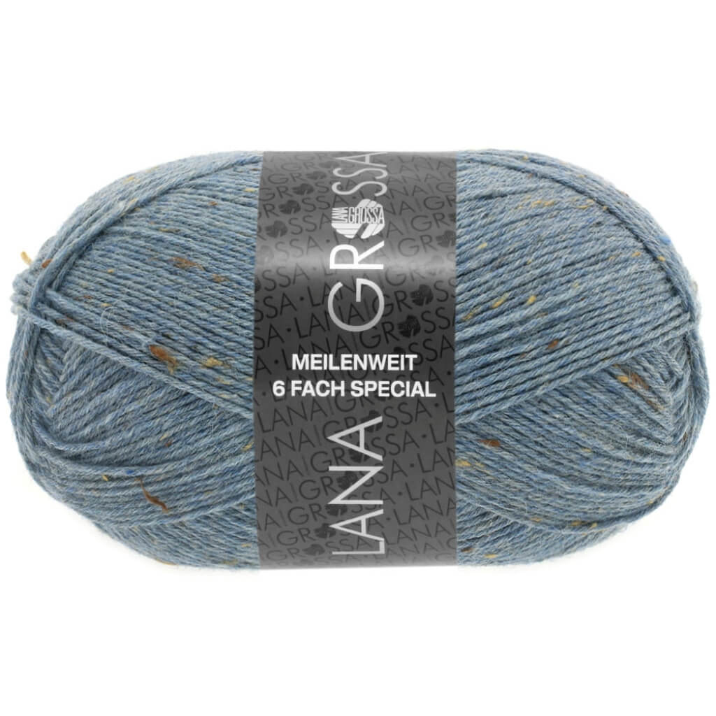 Lana Grossa Meilenweit 6-F 150 Tweed, Farbe 9227 Graublau – Polyamid und Schurwolle bei Lieblingsgarn