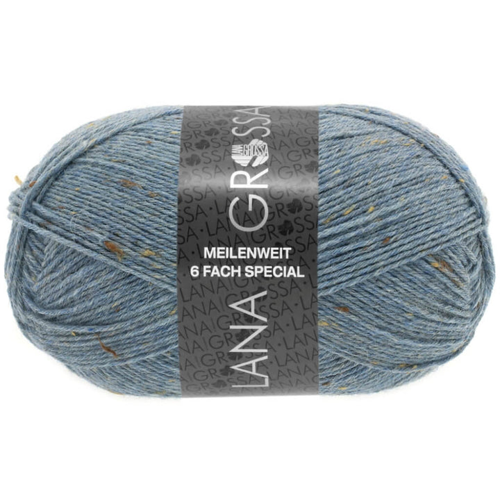 Lana Grossa Meilenweit 6-F 150 Tweed, Farbe 9227 Graublau – Polyamid und Schurwolle bei Lieblingsgarn