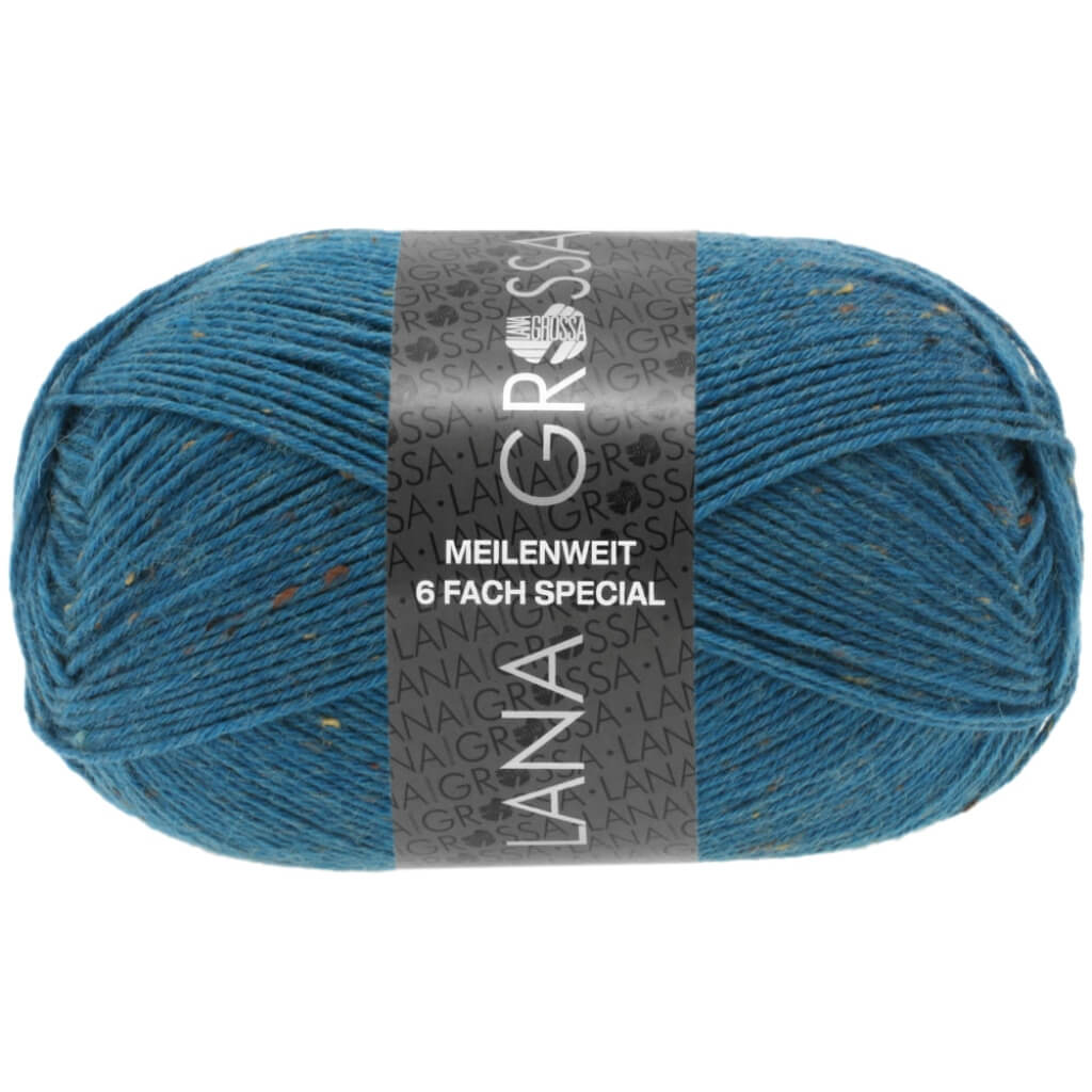 Lana Grossa Meilenweit 6-F 150 Tweed, Farbe 9236 Petrol – Polyamid und Schurwolle bei Lieblingsgarn