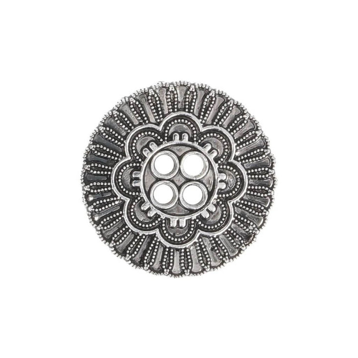 Milward Knopf 4-Loch Blume Antik 22mm altsilbern - 1x5Stk – Produktansicht, Metall bei bei bei bei bei bei Lieblingsgarn