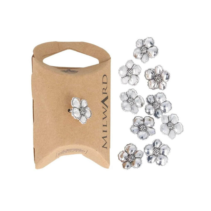 Milward Knopf Blume Antik 15mm silber - 10Stk bei bei bei bei bei bei bei bei bei bei Lieblingsgarn