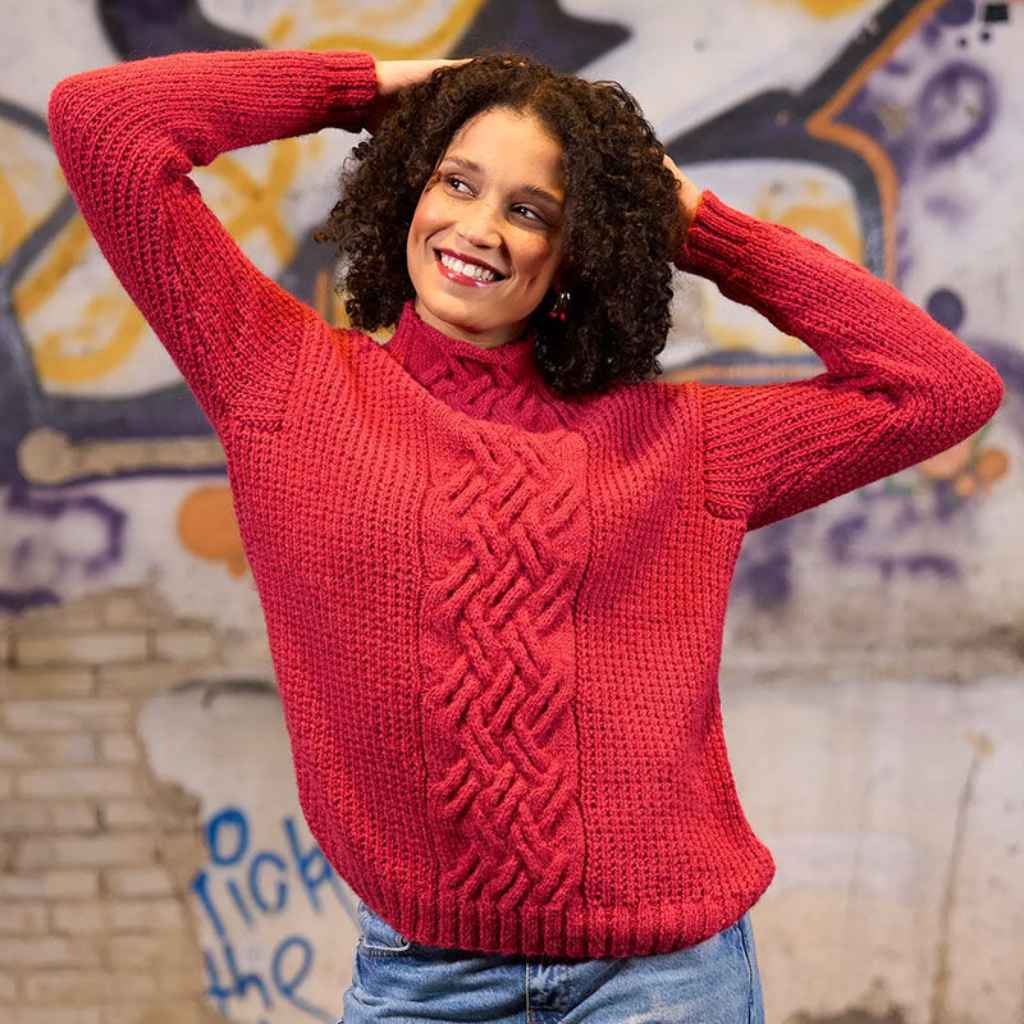 Pullover mit Zopfstreifen Strickanleitung - Pro Lana (Heft)