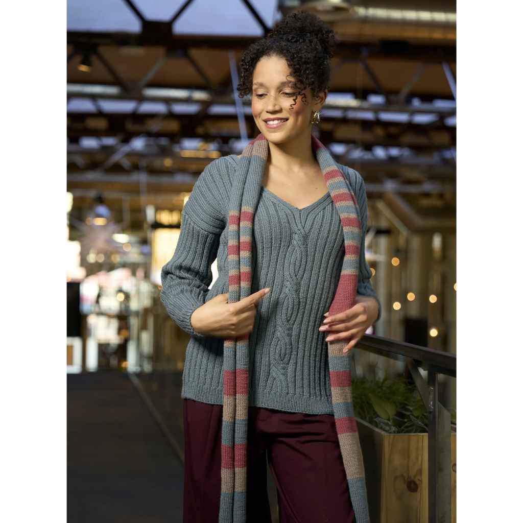 Pullover Rippenstreifen und Zopf Strickanleitung - Pro Lana (Heft)