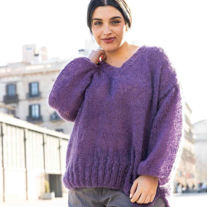 Oversize Pullover V-Ausschnitt Ingenua Strickanleitung - Katia (PDF)