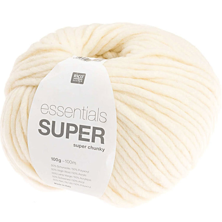 Rico Design Essentials Super Super Chunky - 100g, Farbe 001 Creme – Acryl und Schurwolle bei Lieblingsgarn