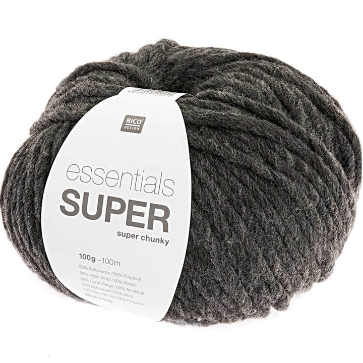 Rico Design Essentials Super Super Chunky - 100g, Farbe 007 Dunkelgrau – Acryl und Schurwolle bei Lieblingsgarn