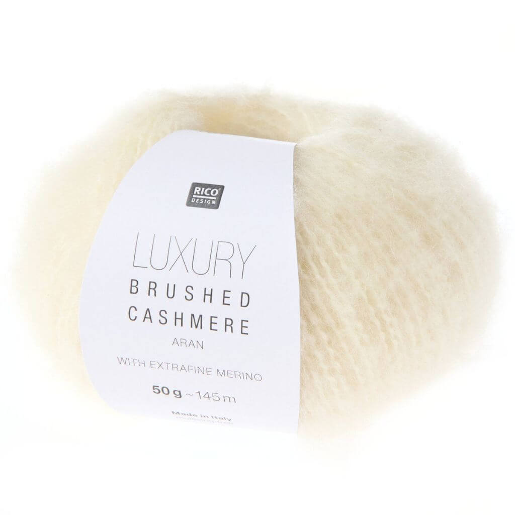 Rico Design Luxury Brushed Cashmere aran, Farbe 001 creme – Kaschmir und Merino bei Lieblingsgarn