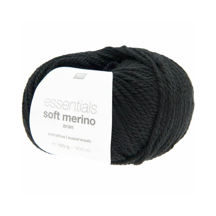 Rico Design Essentials Soft Merino Aran, Farbe 090 Schwarz – Schurwolle bei Lieblingsgarn