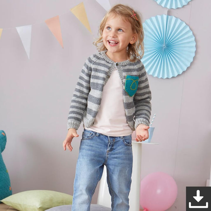 Schachenmayr Pattern Kinder Streifencardigan Strickset - Schachenmayr (PDF) bei bei bei bei bei bei bei bei Lieblingsgarn