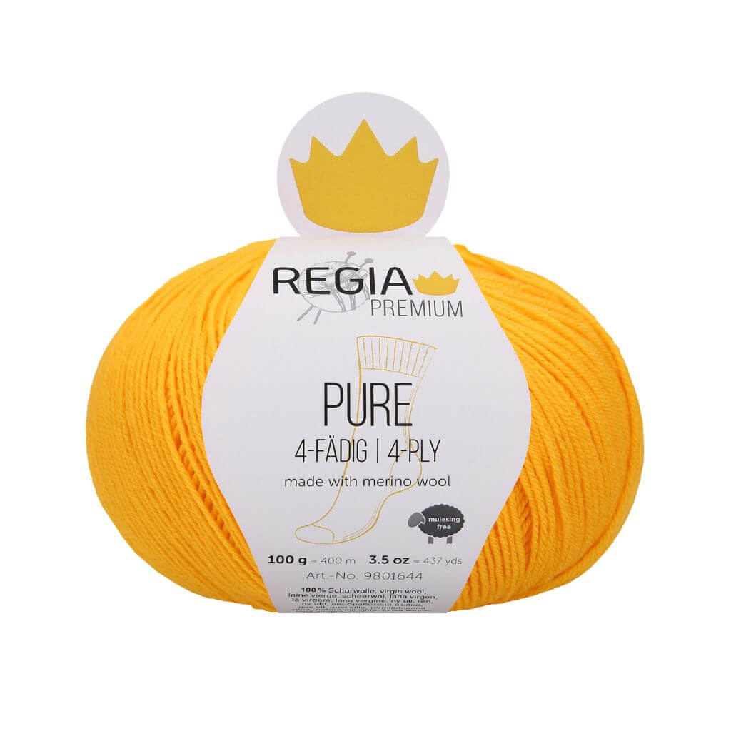 Schachenmayr Regia Pure 4-fädig, Farbe 20 Sunflower – Merino und Schurwolle bei Lieblingsgarn