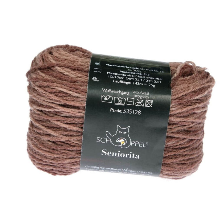 Schoppel Wolle Seniorita, Farbe 2617 Dunkle Schokolade Inspiration Dibadu – Schurwolle bei Lieblingsgarn