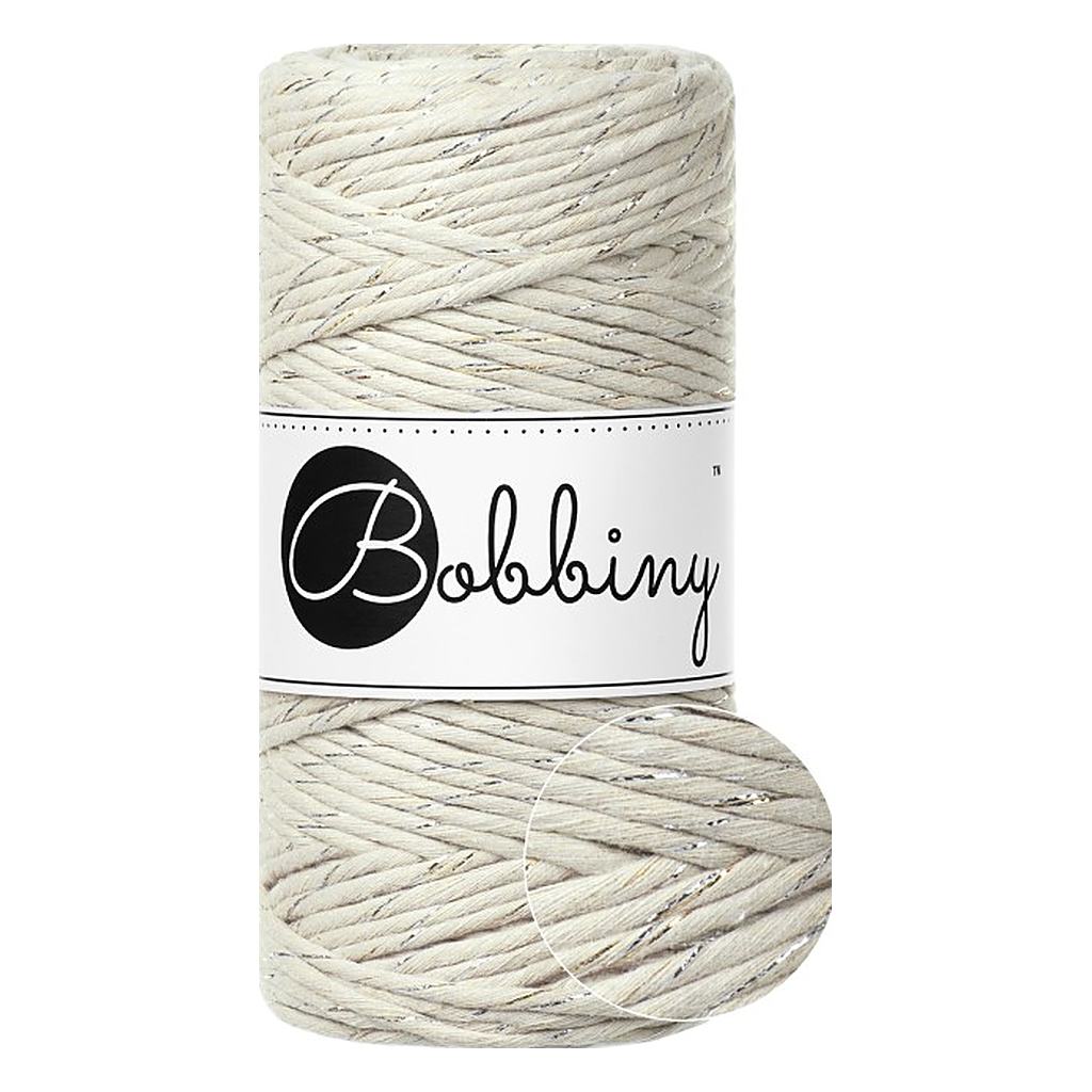 Bobbiny Makramee Garn 3mm, Farbe Shiny Cashmere Beige – Baumwolle bei Lieblingsgarn