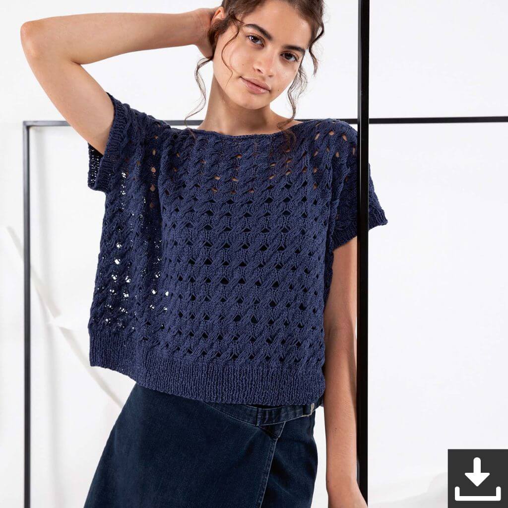 Lang Yarns Shirt mit Zopfmuster Strickanleitung - Lang Yarns (PDF) bei bei bei bei bei bei bei bei bei bei Lieblingsgarn