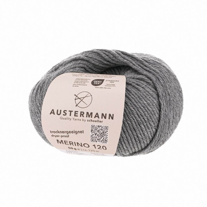 Austermann Merino 120, Farbe 129 Grau – Merino und Schurwolle bei Lieblingsgarn