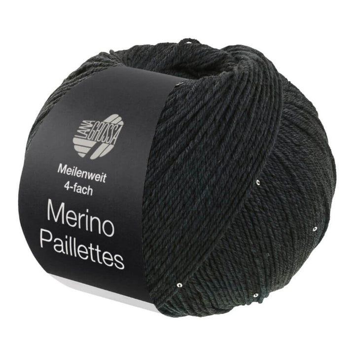 Lana Grossa Merino Paillettes, Farbe 2305 Anthrazit – Merino, Schurwolle und Synthetik bei Lieblingsgarn