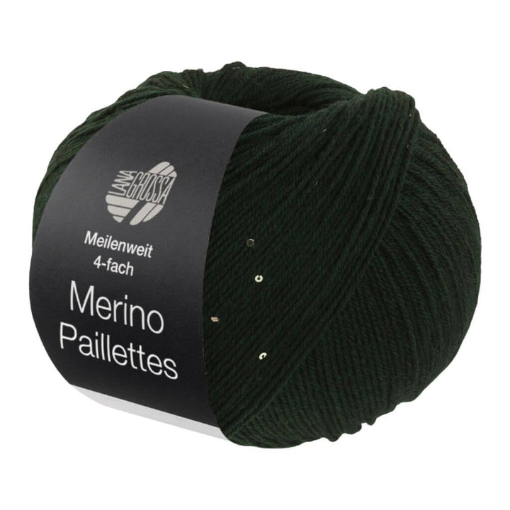 Lana Grossa Merino Paillettes, Farbe 2306 Schwarzgrün – Merino, Schurwolle und Synthetik bei Lieblingsgarn
