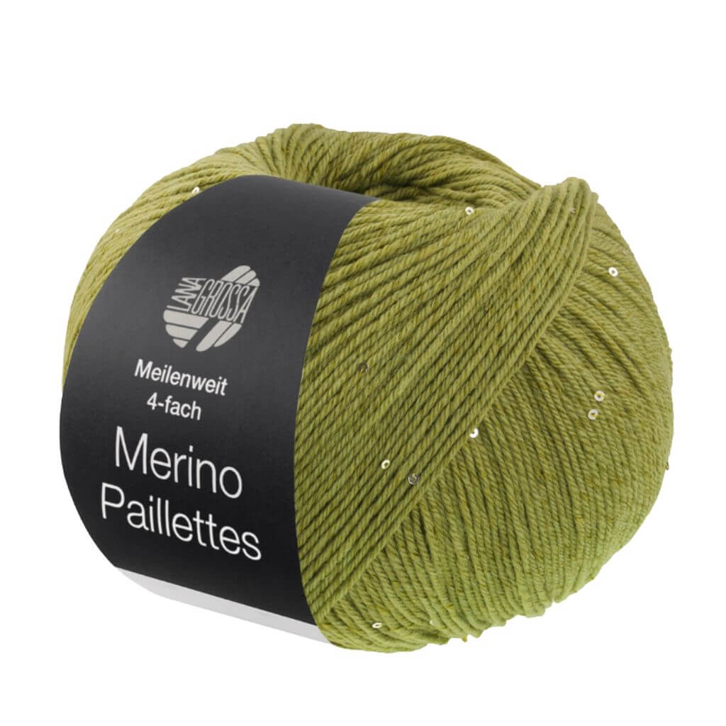 Lana Grossa Merino Paillettes, Farbe 2307 Hellgrün – Merino, Schurwolle und Synthetik bei Lieblingsgarn
