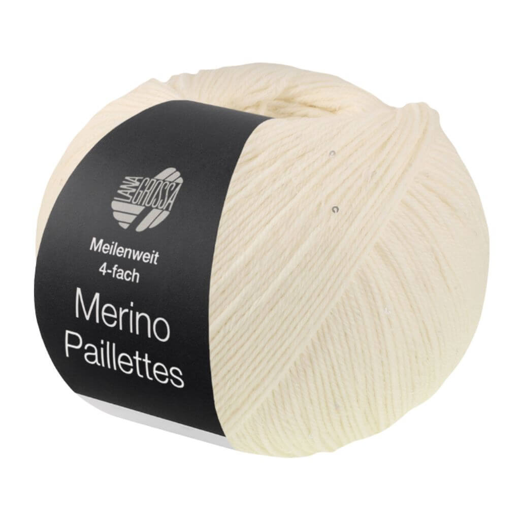 Lana Grossa Merino Paillettes, Farbe 2308 Creme – Merino, Schurwolle und Synthetik bei Lieblingsgarn